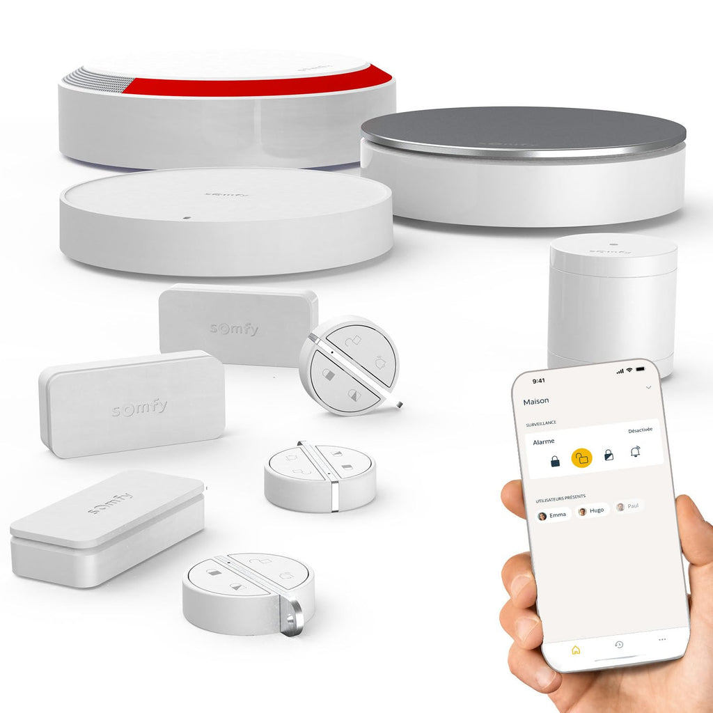 Somfy 1875279 - Home Alarm Essential Starter Pack - Système d'Alarme Maison sans Fil Connecté WiFi - 1 IntelliTAG - 1 détecteur de Mouvement - 1 Badge - Compatible Alexa, Assistant Google et Tahoma