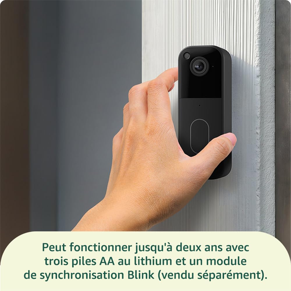 Sonnette vidéo supplémentaire Blink - Vidéo HD en plan moyen, durée de vie des piles de deux ans, IP65 - Module de synchronisation requis non inclus - Blanc