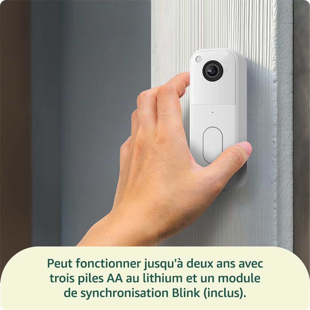 Sonnette vidéo supplémentaire Blink - Vidéo HD en plan moyen, durée de vie des piles de deux ans, IP65 - Module de synchronisation requis non inclus - Blanc