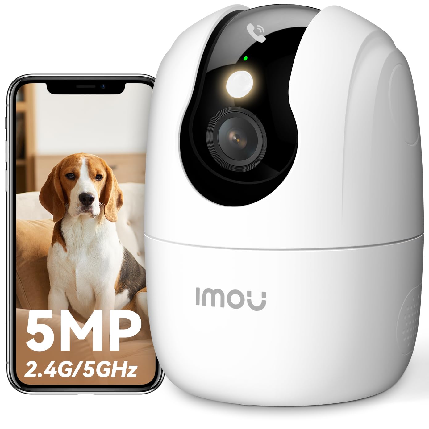 Imou 2K(3MP) Caméra Surveillance WiFi Intérieur 360°, Wi-Fi 6 Double-Bande(2.4G/5GHz), Vision Nocturne Couleur, Détection de Personnes/Animaux,Suivi Intelligent,Compatible Alexa pour Bébé/Chien/Maison