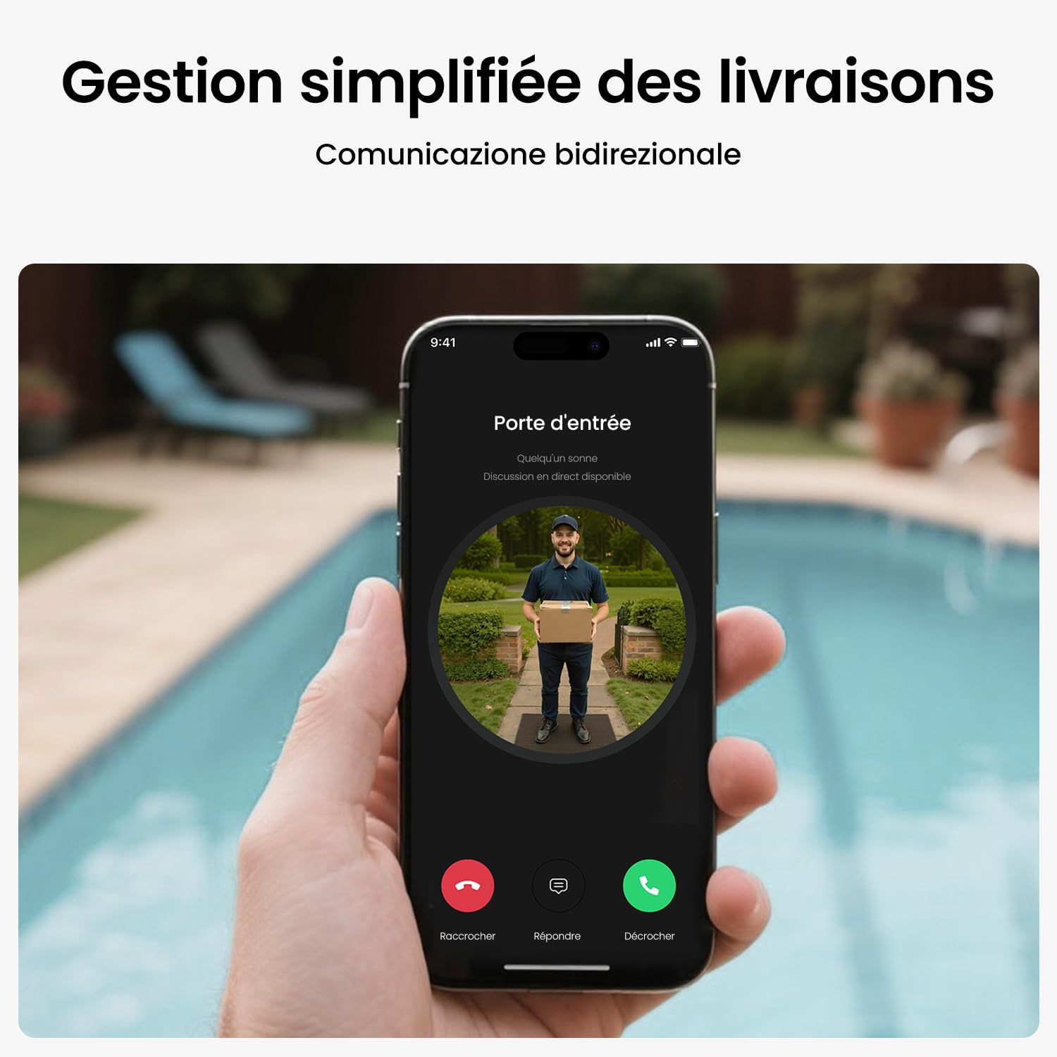 aosu Sonnette sans Fil avec Camera 2K HD Sonnette avec Camera 166° Sonnettes WiFi sans Fil Exterieur Etanche- Détection de Personnes, Audio Bidirectionnel, Alexa Intégré