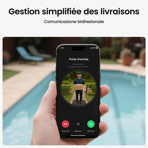 aosu Sonnette sans Fil avec Camera 2K HD Sonnette avec Camera 166° Sonnettes WiFi sans Fil Exterieur Etanche- Détection de Personnes, Audio Bidirectionnel, Alexa Intégré