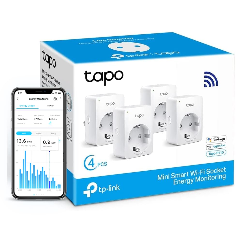 Tapo Matter Prise Connectée WiFi, Suivi de consommation, 16A Type E, Compatible avec Alexa, Google Home et SmartThings, Contrôler le radiateur, le chauffage, Économie d'énergie, Tapo P110M 2-pack(FR)
