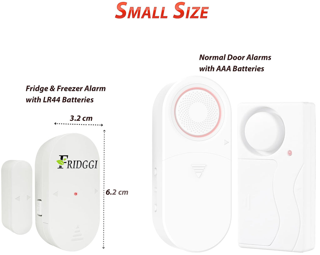 Mini Alarme de Porte Frigo et réfrigérateur, Alertes avec délai incrémental à 60, 120 et 180 Secondes, Carillon ou Sirène 80 à 110 DB, Rappel de Porte Ouverte. (Blanc)