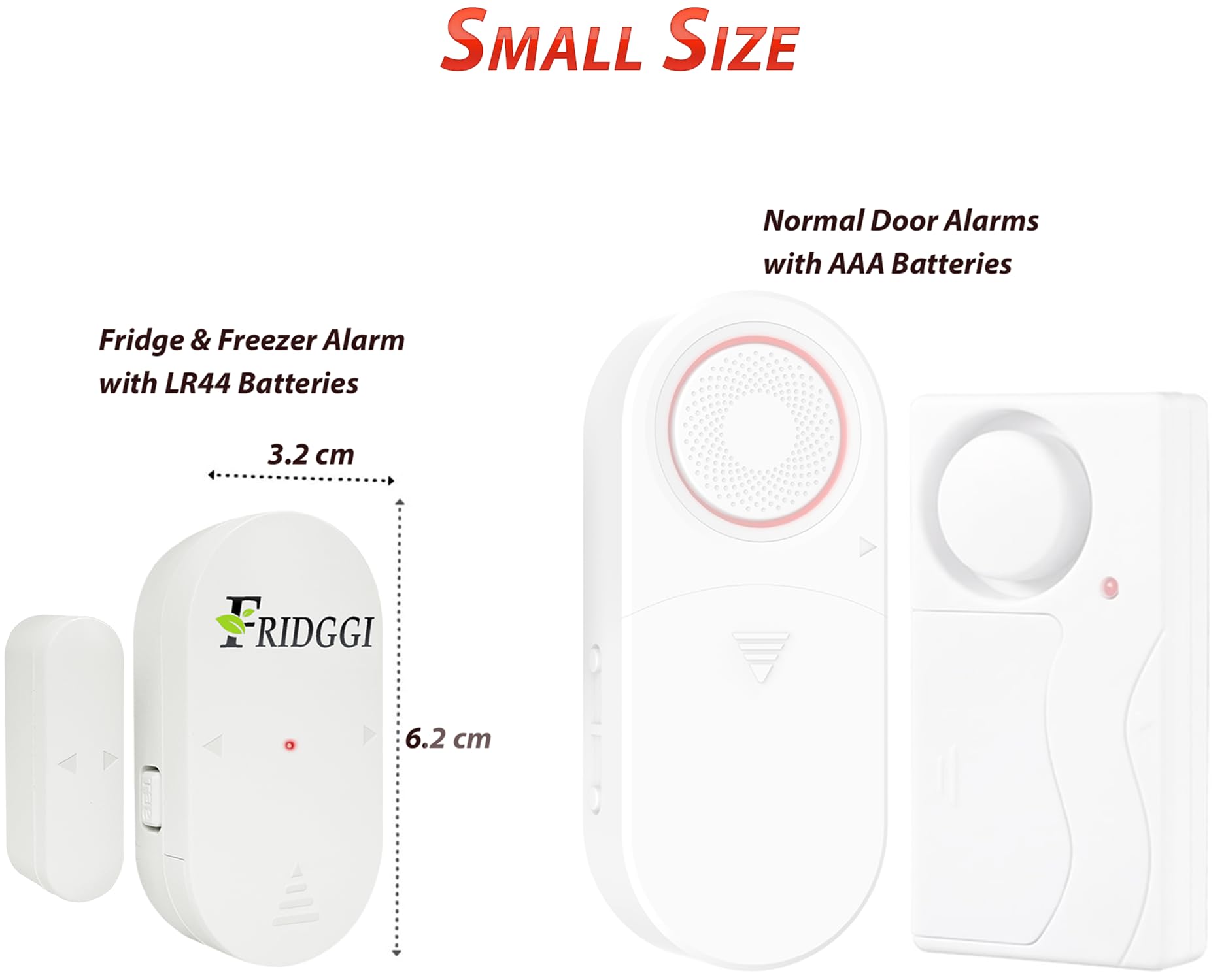 Mini Alarme de Porte Frigo et réfrigérateur, Alertes avec délai incrémental à 60, 120 et 180 Secondes, Carillon ou Sirène 80 à 110 DB, Rappel de Porte Ouverte. (Blanc)