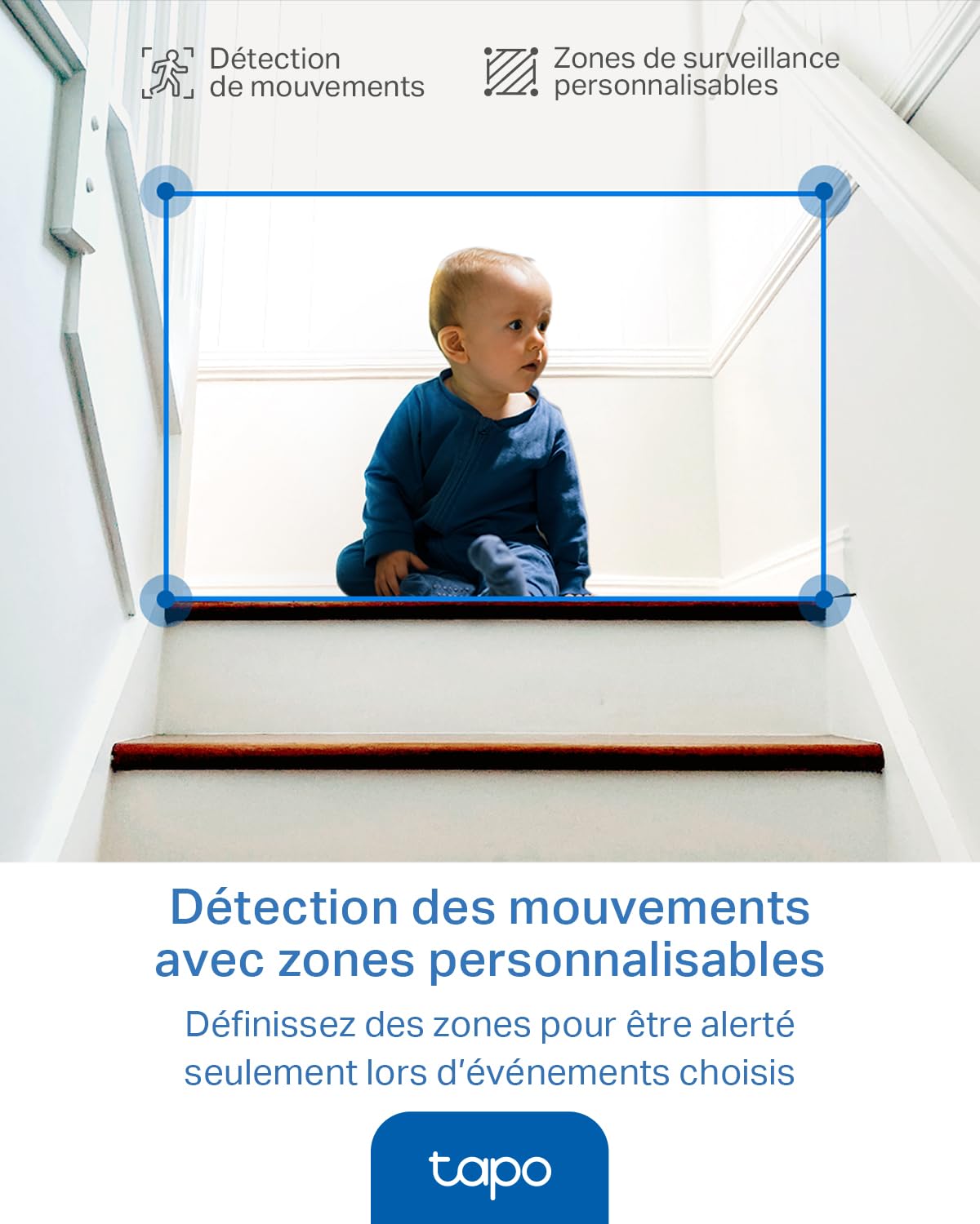 Tapo 2.5K(4MP) Caméra de Surveillance WiFi intérieure 360°, Détection Humaine AI Suivi Intelligent, Sirène et détection de Mouvement, Audio bidirectionnel, Compatible Alexa pour Bébé/Animaux C220