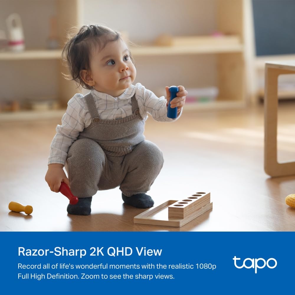 Tapo 2.5K(4MP) Caméra de Surveillance WiFi intérieure 360°, Détection Humaine AI Suivi Intelligent, Sirène et détection de Mouvement, Audio bidirectionnel, Compatible Alexa pour Bébé/Animaux C220