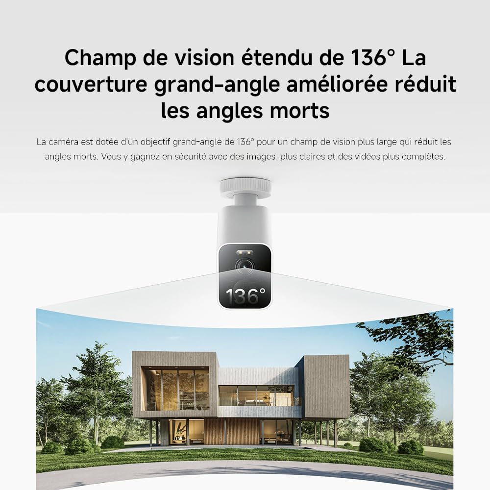 XIAOMI C201 1080p HD, caméra de sécurité, WiFi 6, 360° Panorama, Vision Nocturne Couleur, Protection Objectif, Audio bidirectionnel, babyphone, caméra Animaux, Compatible avec Alexa et Google