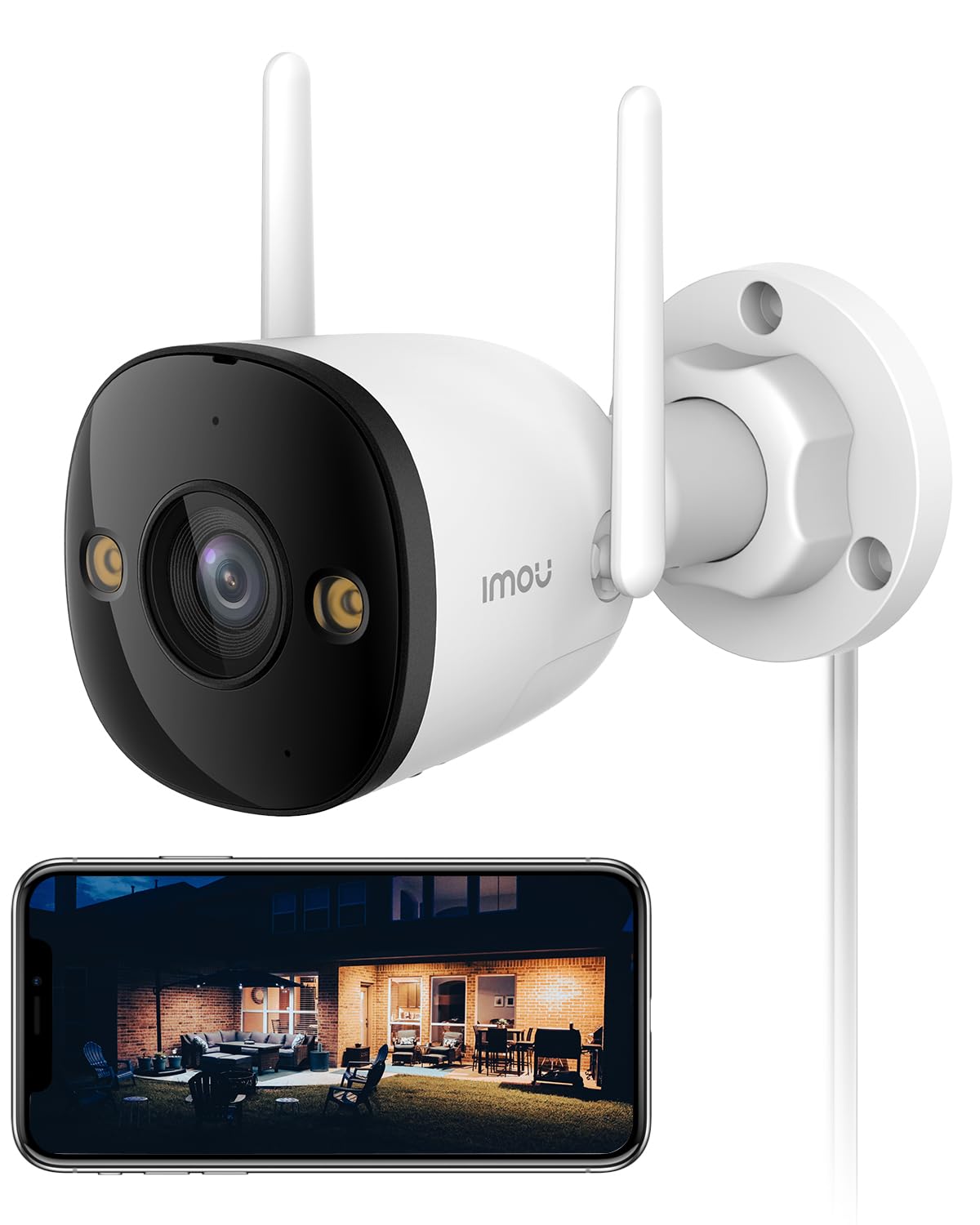 Imou Caméra de Surveillance WiFi Extérieure, 3K Caméra IP WiFi 2.4 GHz Étanche avec Vision Nocturne de 30m, Détection de Mouvement AI (Bullet 2C 5MP)