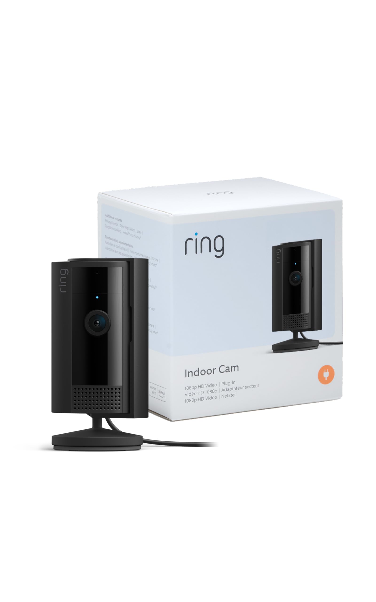 Ring Caméra intérieure (Indoor Camera 2e gén.) | Caméra de surveillance wifi sur secteur pour animaux, vidéo HD 1080p, audio bidirectionnel, cache de confidentialité | Essai Ring Home gratuit 30 j.