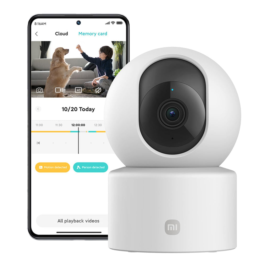 XIAOMI C201 1080p HD, caméra de sécurité, WiFi 6, 360° Panorama, Vision Nocturne Couleur, Protection Objectif, Audio bidirectionnel, babyphone, caméra Animaux, Compatible avec Alexa et Google