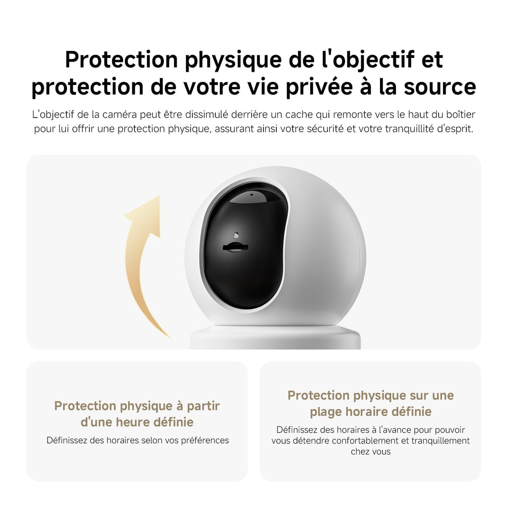 XIAOMI C201 1080p HD, caméra de sécurité, WiFi 6, 360° Panorama, Vision Nocturne Couleur, Protection Objectif, Audio bidirectionnel, babyphone, caméra Animaux, Compatible avec Alexa et Google