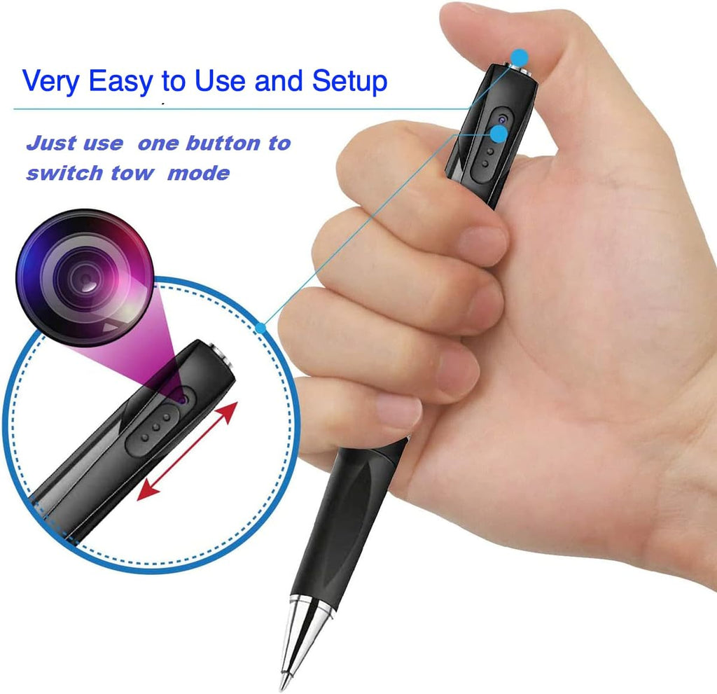 Caméra Espion Caméra Cachée Stylo 1080P Mini Caméra de Poche avec Go Caméra Stylo avec Enregistrement Vidéo Prise de Photo et 150 Mins d'Autonomie de la Batterie Rechargeable (A1-2)
