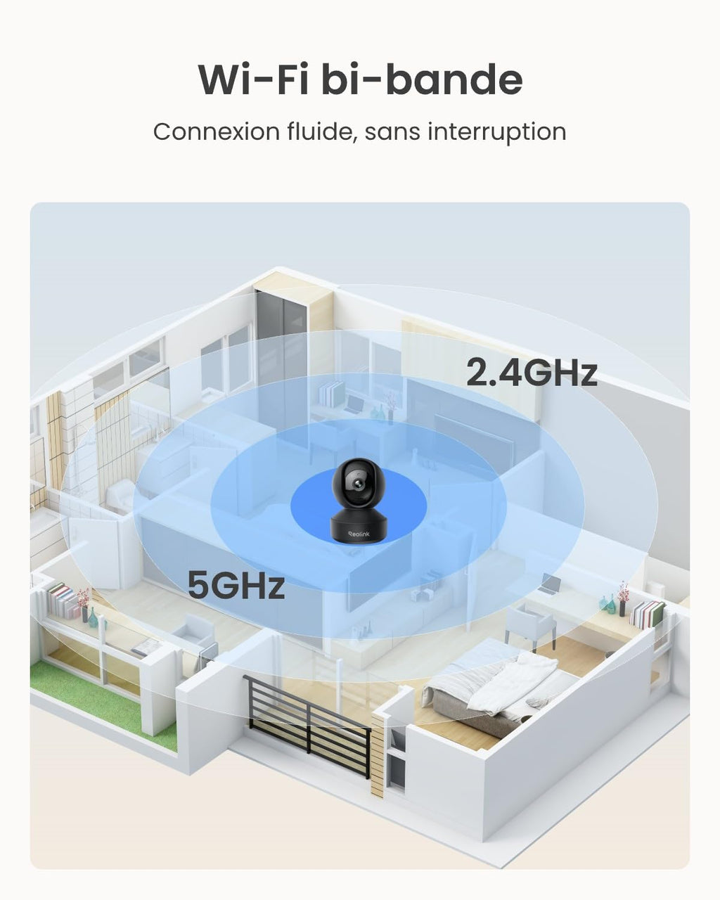 Reolink 3K 5MP Caméra Surveillance WiFi Intérieure 360° PT, Suivi Automatique, Détéction de Personne/Animal/Pleurs de Bébé, Wi-FI 2,4/5 GHz, Vision Nocturne, Audio Bidirectionnel, E1 Pro