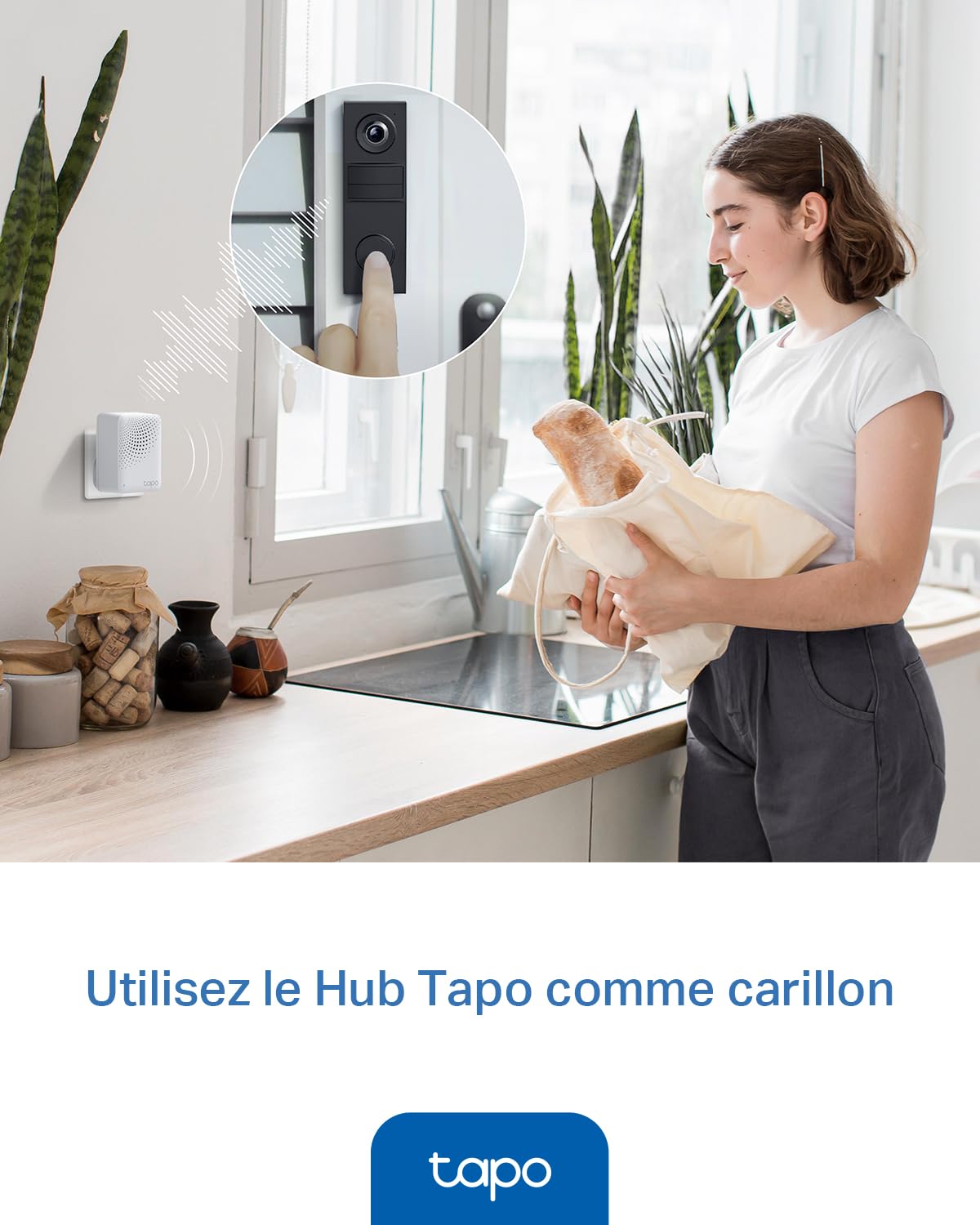 Tapo D205 Sonnette sans fil avec caméra exterieur 2K 3MP, IP54 étanche, Grand angle 160°, Vision Nocturne, Détection Humaine AI gratuite, Audio Bidirectionnel, autonomie 180j, Installation facile
