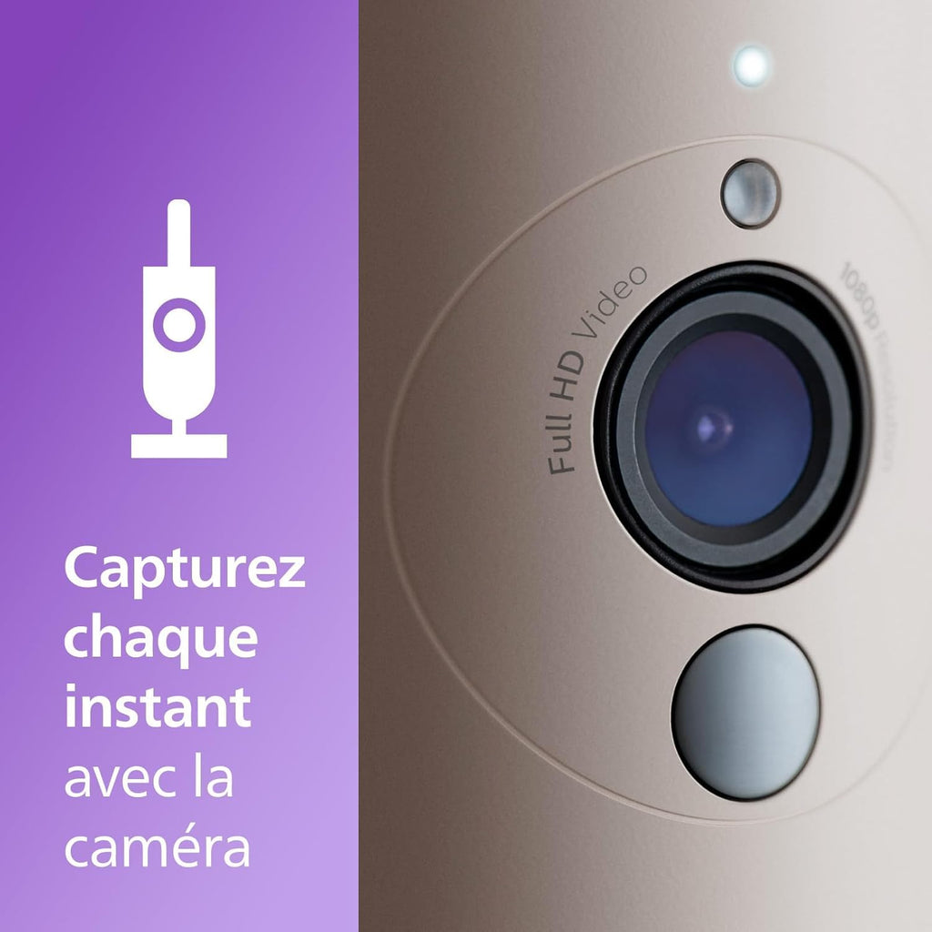 AVENT Philips babyphone Video connecté avec Wi-FI, caméra HD de Haute qualité, Vision Nocturne Infrarouge, détection des Pleurs, Audio bidirectionnel, 12 Heures d'autonomie en Mode éco, SCD951/26