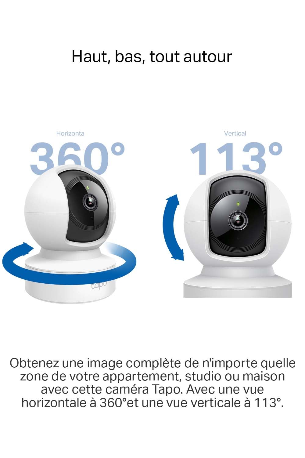 Tapo 2.5K(4MP) Caméra de Surveillance WiFi intérieure 360°, Détection Humaine AI Suivi Intelligent, Sirène et détection de Mouvement, Audio bidirectionnel, Compatible Alexa pour Bébé/Animaux C220