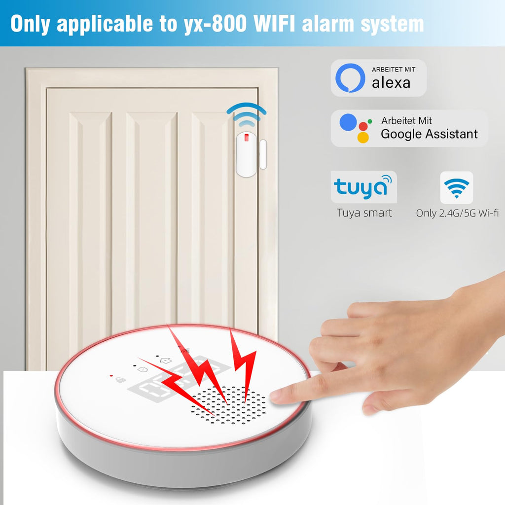YISEELE Alarme Maison sans Fil: Connexion Wi-FI 5 GHz - Complet Sirène 125dB - Capteur Infrarouge (PIR) Anti-Animaux - 10 Capteurs Porte/Fenêtre - 2 Télécommandes - Hub - Compatible Alexa & Google