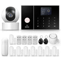 LWOHSI Système d'Alarme Maison,Alarme Maison sans Fil GSM+WiFi,Caméra de Surveillance HD 3MP,Capteur de Porte et Fenêtre Installation Facile,Détecteur de Mouvement,Compatible avec Alexa et Google