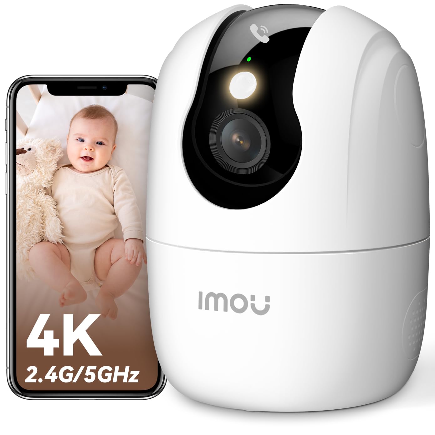 Imou 2K(3MP) Caméra Surveillance WiFi Intérieur 360°, Wi-Fi 6 Double-Bande(2.4G/5GHz), Vision Nocturne Couleur, Détection de Personnes/Animaux,Suivi Intelligent,Compatible Alexa pour Bébé/Chien/Maison