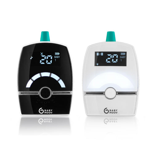 Babymoov Babyphone Audio Premium Care, Faible Emission d'Ondes avec Détecteur de Mouvement, Portée 1400m, Veilleuse, Berceuses, Capteur de Température, Talkie-Walkie
