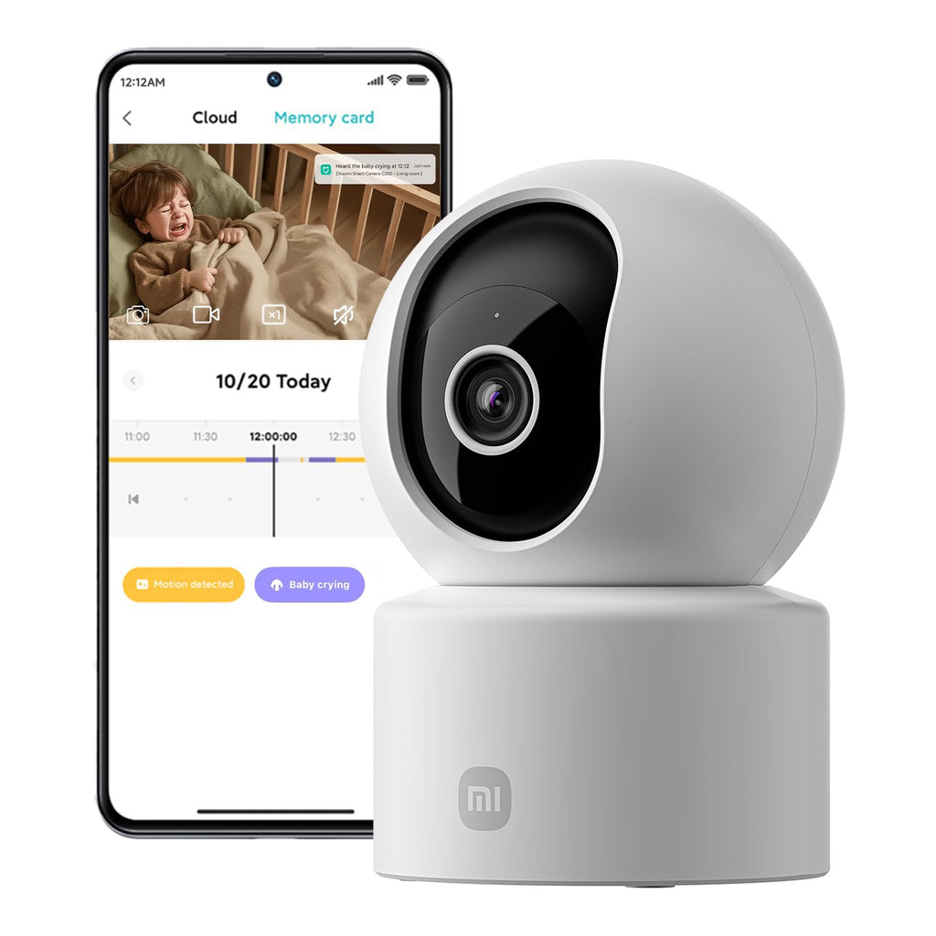 XIAOMI C201 1080p HD, caméra de sécurité, WiFi 6, 360° Panorama, Vision Nocturne Couleur, Protection Objectif, Audio bidirectionnel, babyphone, caméra Animaux, Compatible avec Alexa et Google