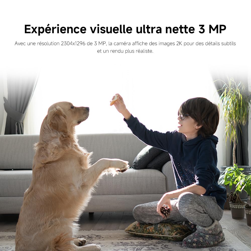 XIAOMI C201 1080p HD, caméra de sécurité, WiFi 6, 360° Panorama, Vision Nocturne Couleur, Protection Objectif, Audio bidirectionnel, babyphone, caméra Animaux, Compatible avec Alexa et Google