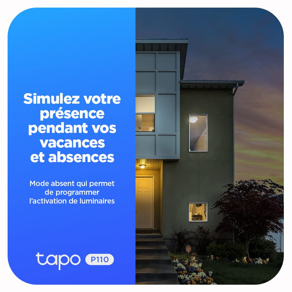 Tapo Matter Prise Connectée WiFi, Suivi de consommation, 16A Type E, Compatible avec Alexa, Google Home et SmartThings, Contrôler le radiateur, le chauffage, Économie d'énergie, Tapo P110M 2-pack(FR)