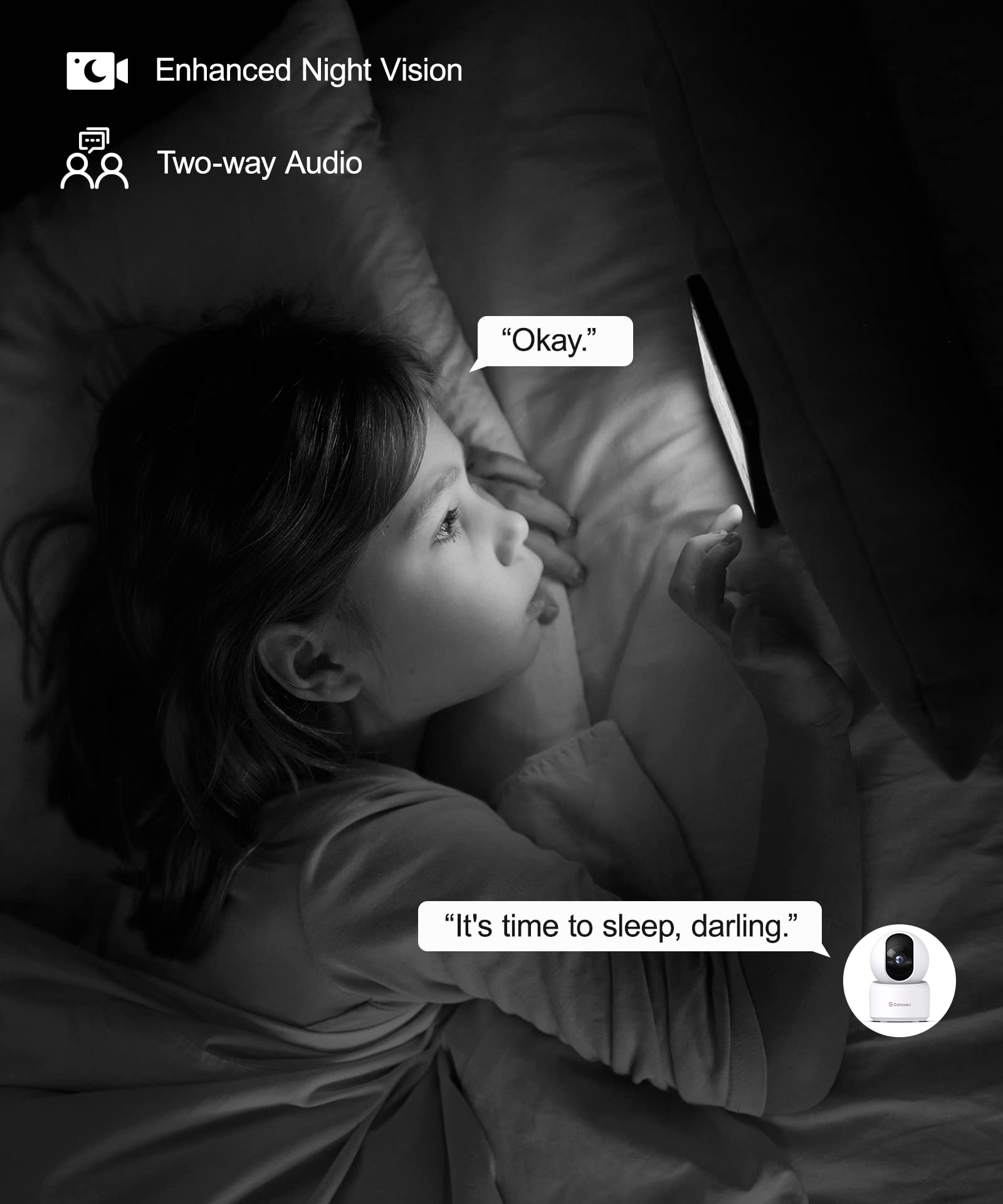 GALAYOU 2K(3MP) Camera Surveillance WiFi Intérieure - Caméra Interieur Maison 360°, Détection Humaine AI, Suivi Intelligent pour Bebe/Chien/Chat/Animaux, Alerte Instantanée G2 (Lot de 2)