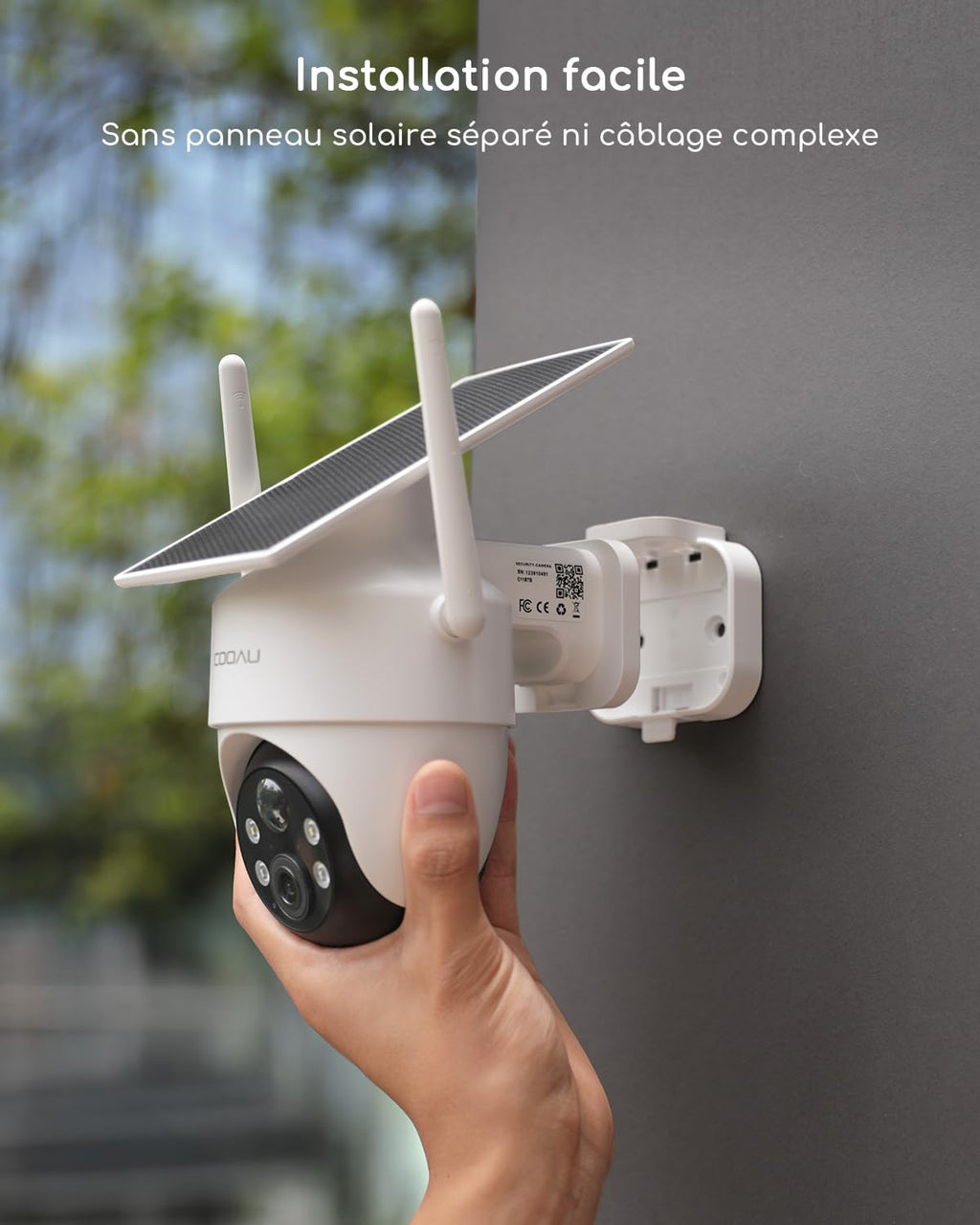 COOAU 2K Camera Surveillance WiFi Exterieure sans Fil | Caméra Solaire 3MP 360° PTZ, Wi-FI 6, Détection PIR Intelligente, Alarme Anti-Intrusion, Installation Facile, Recharge Basse Luminosité, IP66