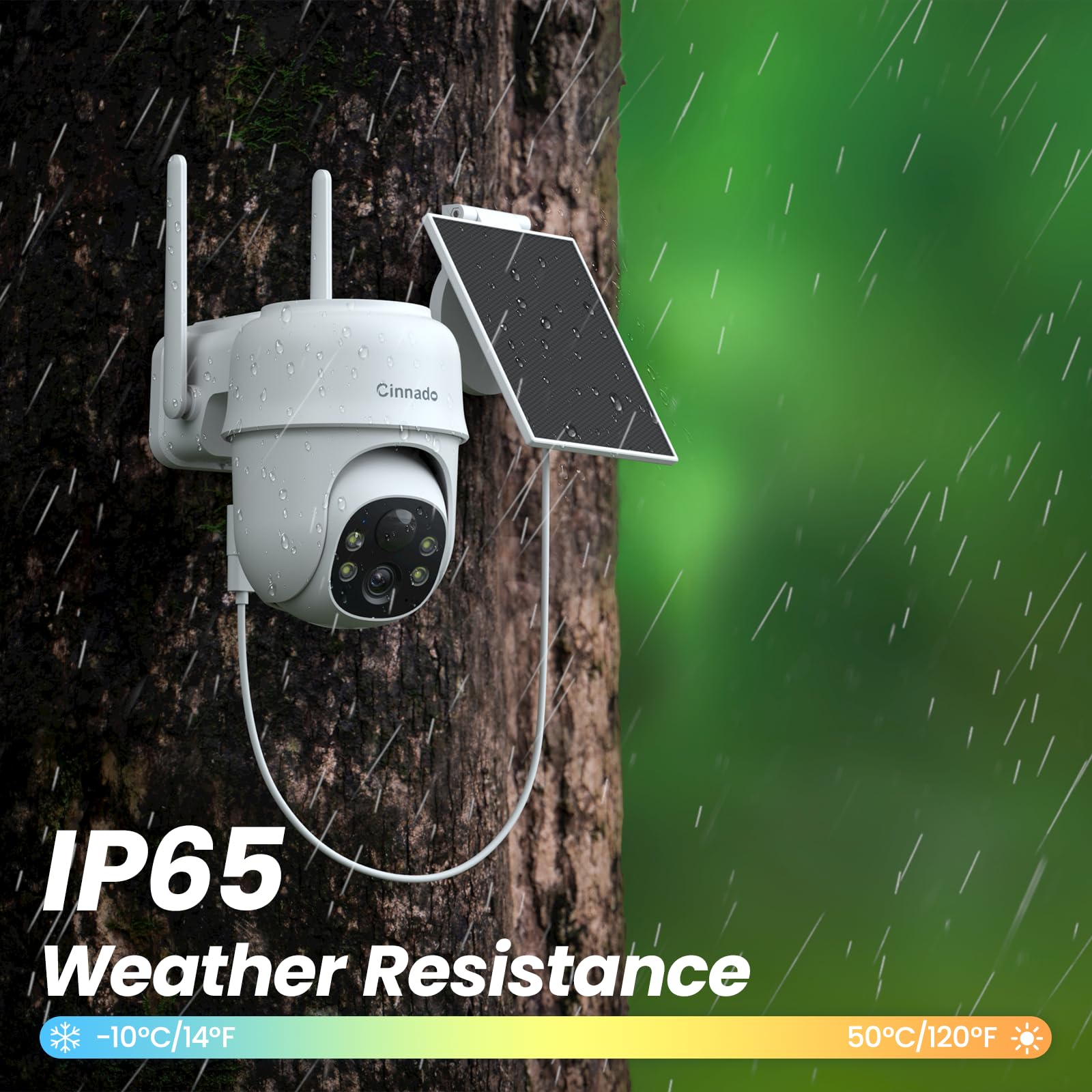 Cinnado Camera Surveillance WiFi Exterieure sans Fil - 2K Camera Exterieur sans Fil avec Panneau Solaire, 360° PTZ, Alerte Instantanée PIR, Vision Nocturne Couleur, Audio Bidirectionnel, B6 (Noire)