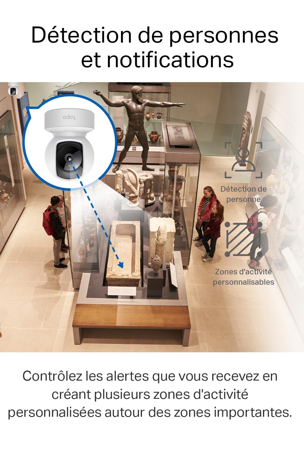 Tapo 2.5K(4MP) Caméra de Surveillance WiFi intérieure 360°, Détection Humaine AI Suivi Intelligent, Sirène et détection de Mouvement, Audio bidirectionnel, Compatible Alexa pour Bébé/Animaux C220