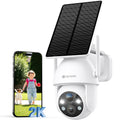 YESYAMO 2K Camera Surveillance WiFi Exterieure sans Fil Solaire, 2.4GHz Camera Exterieur avec Panneau Solaire, 355° PTZ, Vision Nocturne Couleur, Audio Bidirectionnel, PIR Sirène (Noir)