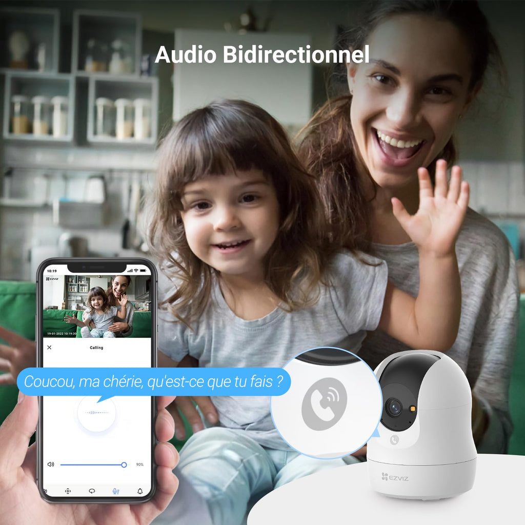 EZVIZ Caméra Surveillance WiFi Intérieure 360°, FHD 1080P, Camera WiFi 2.4Ghz, Vision Nocturne, Détection de Mouvement Suivi Intelligent, Audio Bidirectionnel, Compatible avec Alexa pour Bébé/Animaux