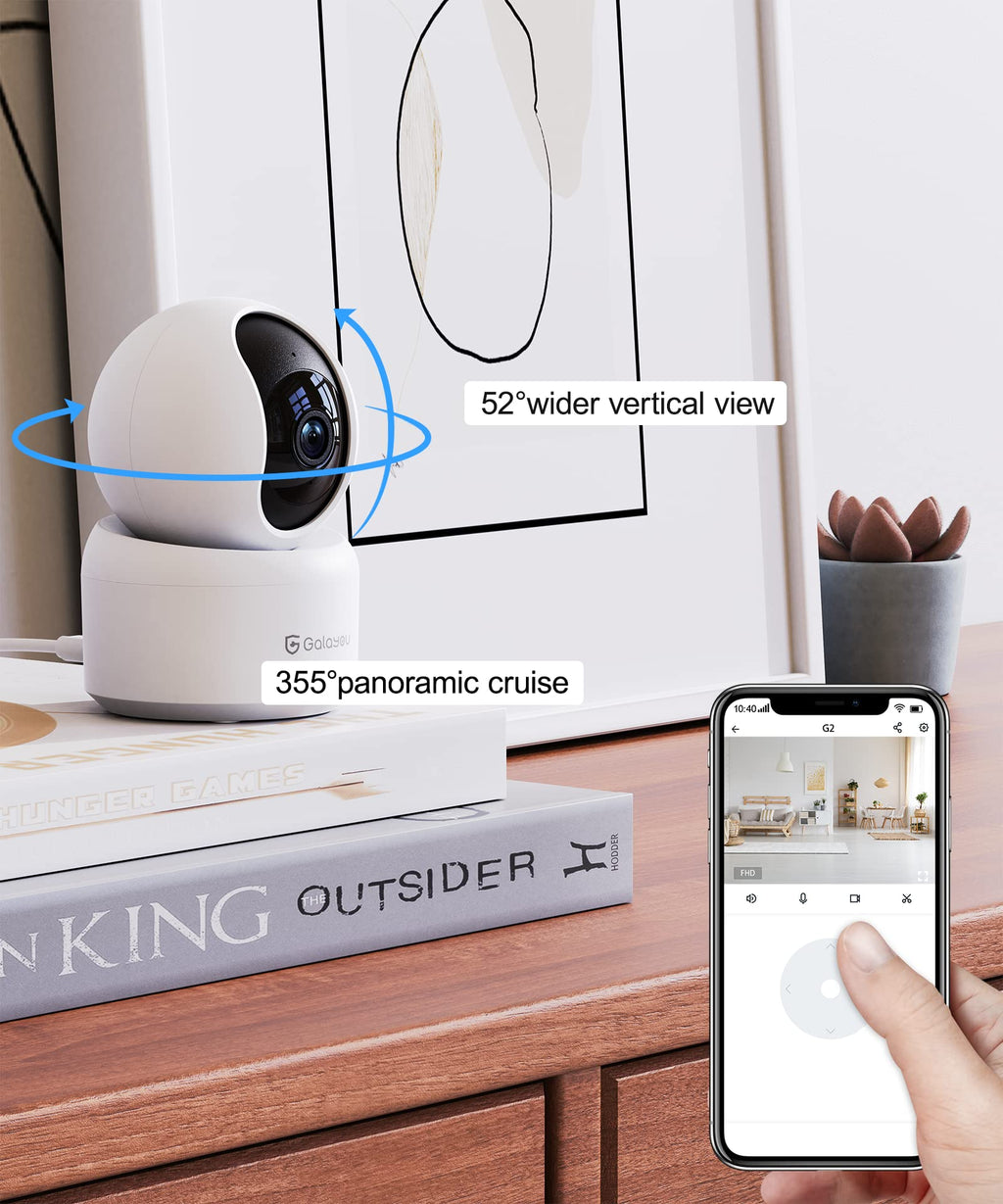 GALAYOU 2K(3MP) Camera Surveillance WiFi Intérieure - Caméra Interieur Maison 360°, Détection Humaine AI, Suivi Intelligent pour Bebe/Chien/Chat/Animaux, Alerte Instantanée G2 (Lot de 2)