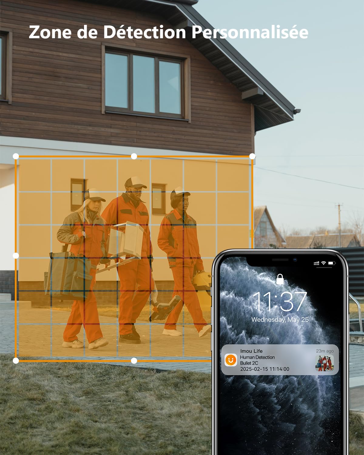 Imou Caméra de Surveillance WiFi Extérieure, 3K Caméra IP WiFi 2.4 GHz Étanche avec Vision Nocturne de 30m, Détection de Mouvement AI (Bullet 2C 5MP)