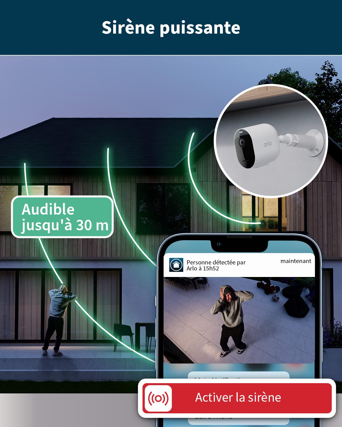 ARLO Pro 5 2K, Caméra de Surveillance WiFi Extérieure sans Fil, Détection par IA, Vision Nocturne Couleur, Audio bidirectionnel, Compatible avec Alexa, Essai Secure Inclus, 2 Caméras
