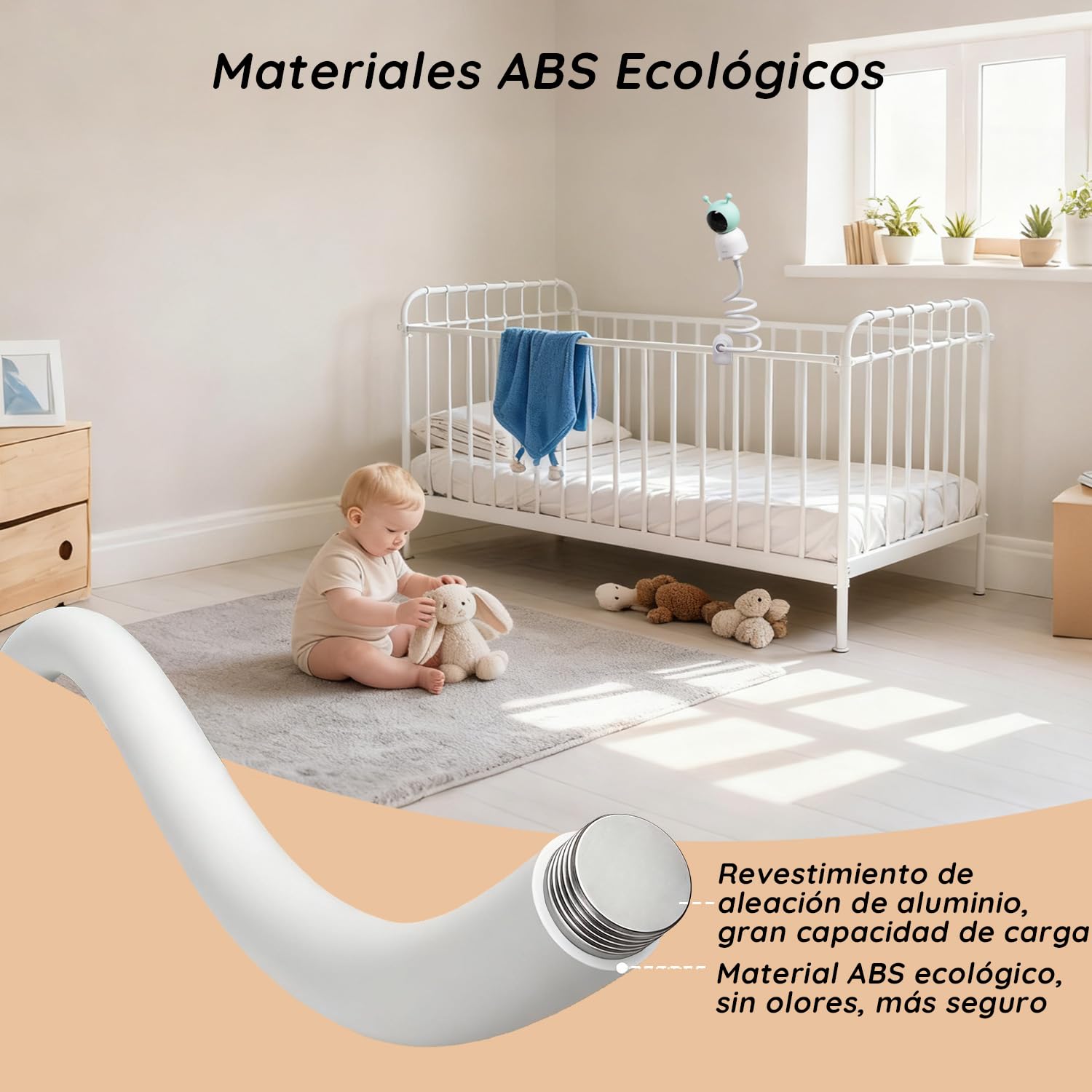 BOIFUN Babyphone Camera Bébé 2K, Baby Phone avec Caméra WiFi et Moniteur 5", Vision Nocturne Invisible, Veilleuse Bébé Colorée Réglable, Alerte Mouvements/Pleurs, Température, Zoom 4X, Rappel Biberon