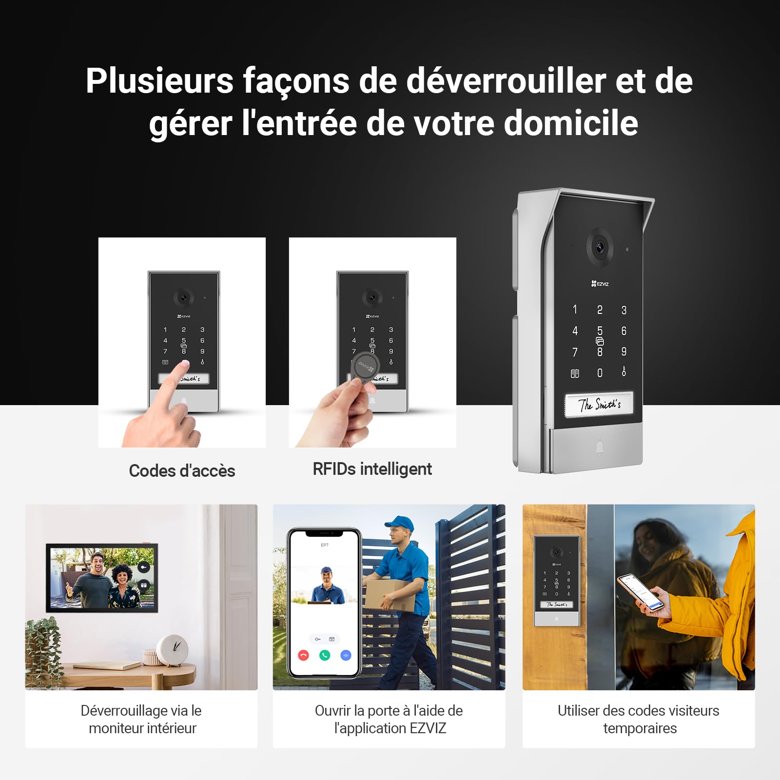 EZVIZ CP7 2K Visiophone Connecté Interphone Vidéo, 7 Pouces Moniteur Tactile, Unlock à Distance, 2 Fils, Detection Humaine, Option RFID, Audio Bidirectionnel, Vision Nocturne, étanche, WiFi bi-Bande