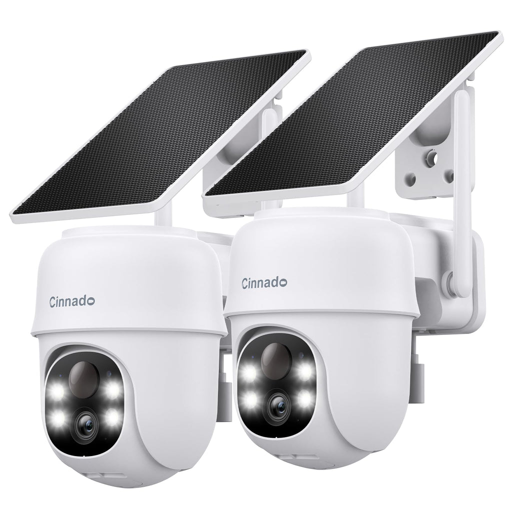Cinnado Camera Surveillance WiFi Exterieure sans Fil - 2K Camera Exterieur sans Fil avec Panneau Solaire, 360° PTZ, Alerte Instantanée PIR, Vision Nocturne Couleur, Audio Bidirectionnel, B6 (Noire)