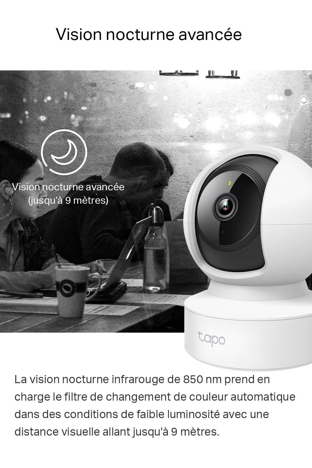 Tapo 2.5K(4MP) Caméra de Surveillance WiFi intérieure 360°, Détection Humaine AI Suivi Intelligent, Sirène et détection de Mouvement, Audio bidirectionnel, Compatible Alexa pour Bébé/Animaux C220