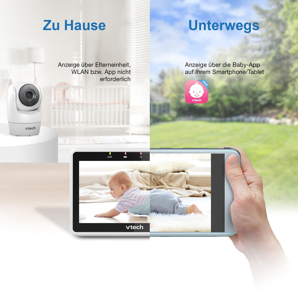 VTech DM1111 Babyphone Audio Numérique – Technologie DECT, Affichage du Niveau de Bruit, Clip Ceinture et Bien Plus – Unité Parentale et Unité Bébé