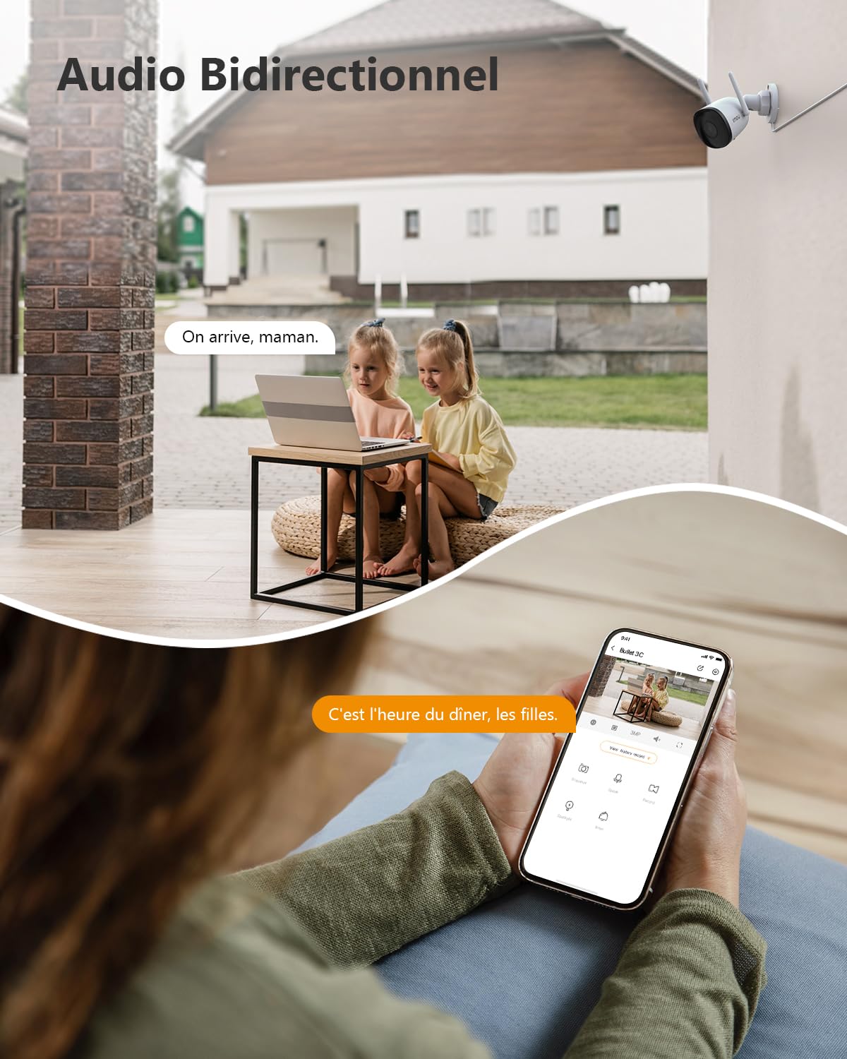 Imou Caméra de Surveillance WiFi Extérieure, 3K Caméra IP WiFi 2.4 GHz Étanche avec Vision Nocturne de 30m, Détection de Mouvement AI (Bullet 2C 5MP)