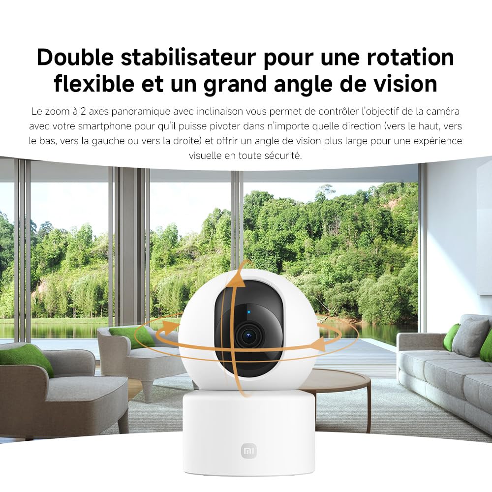 XIAOMI C201 1080p HD, caméra de sécurité, WiFi 6, 360° Panorama, Vision Nocturne Couleur, Protection Objectif, Audio bidirectionnel, babyphone, caméra Animaux, Compatible avec Alexa et Google