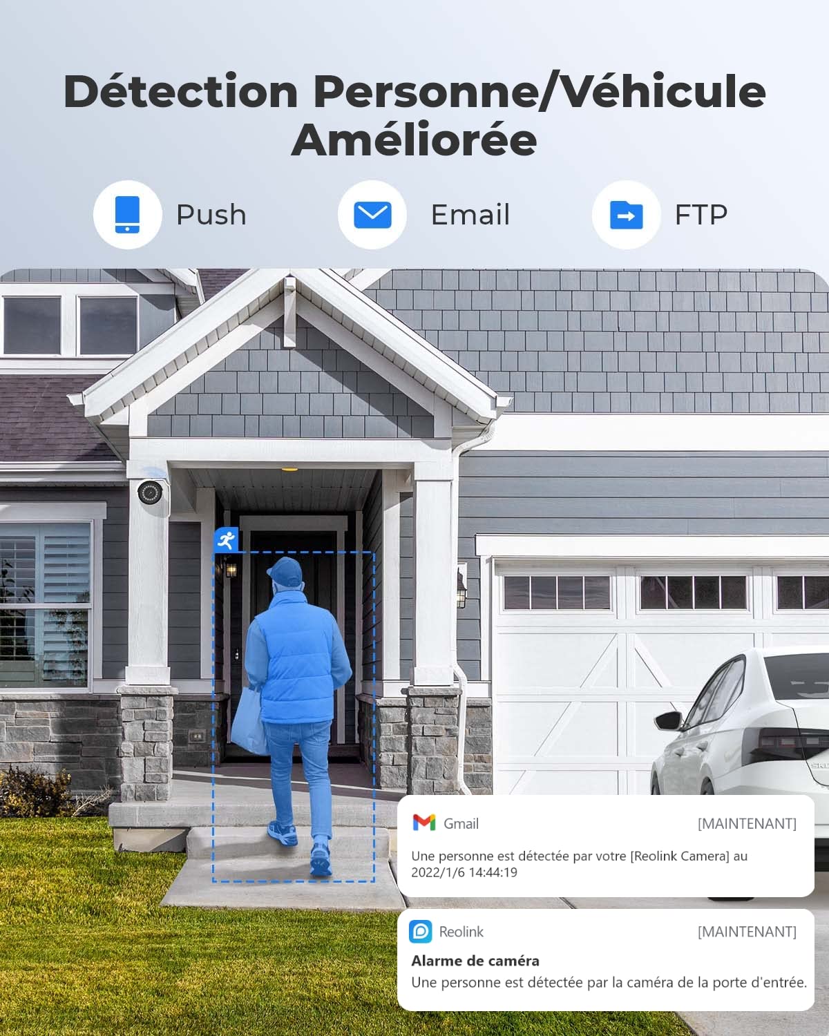 Reolink 5MP Caméra de Surveillance Extérieure PoE, Caméra IP Extérieure avec Détection Personne/Véhicule, Etanche IP67, Time Lapse, Vision Nocturne IR 30m, Support Audio et Carte microSD, RLC-510A