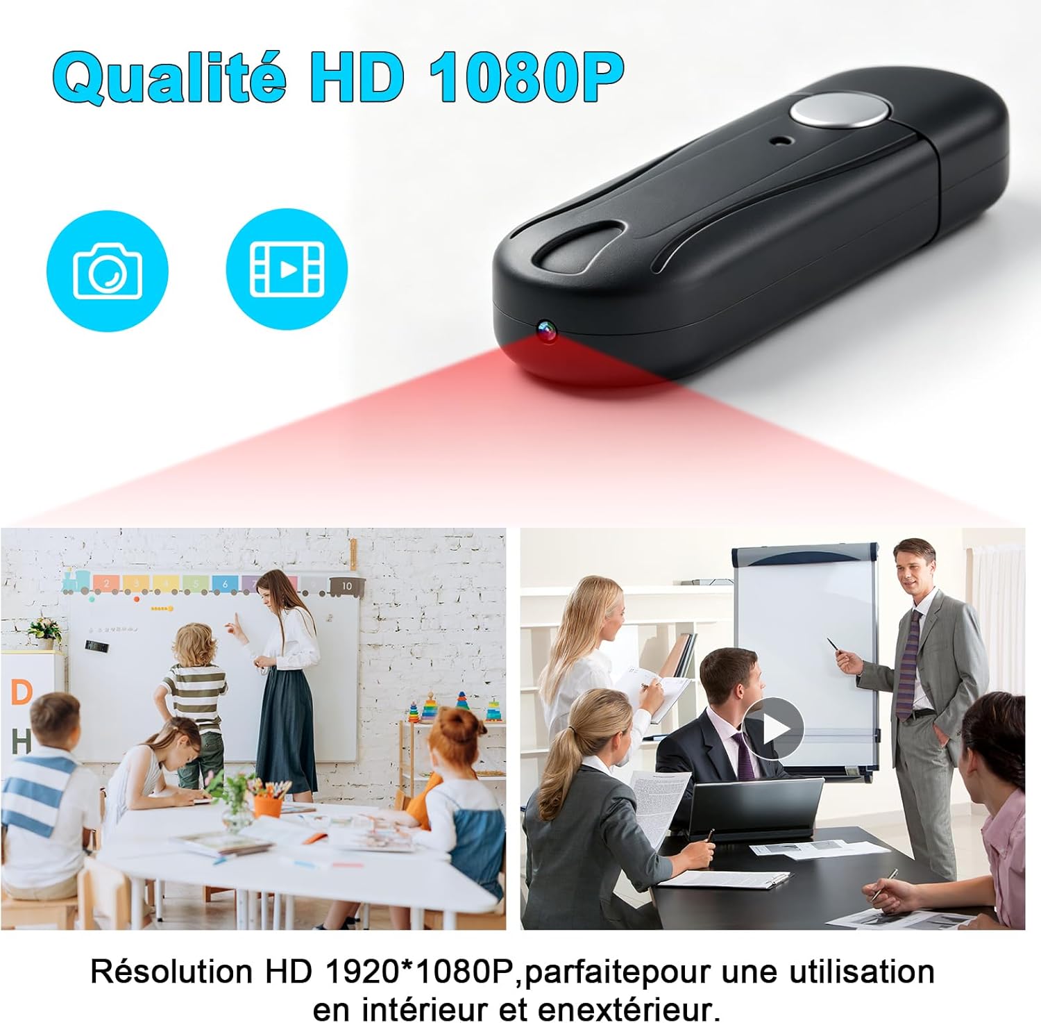 Caméra Espion,Mini Camera Cachée sans Fil Clé USB,Mciro HD 1080P Caméra de Surveillance avec Détection de Mouvement aux pour Réunions et à Une Utilisation en Activités en Plein air