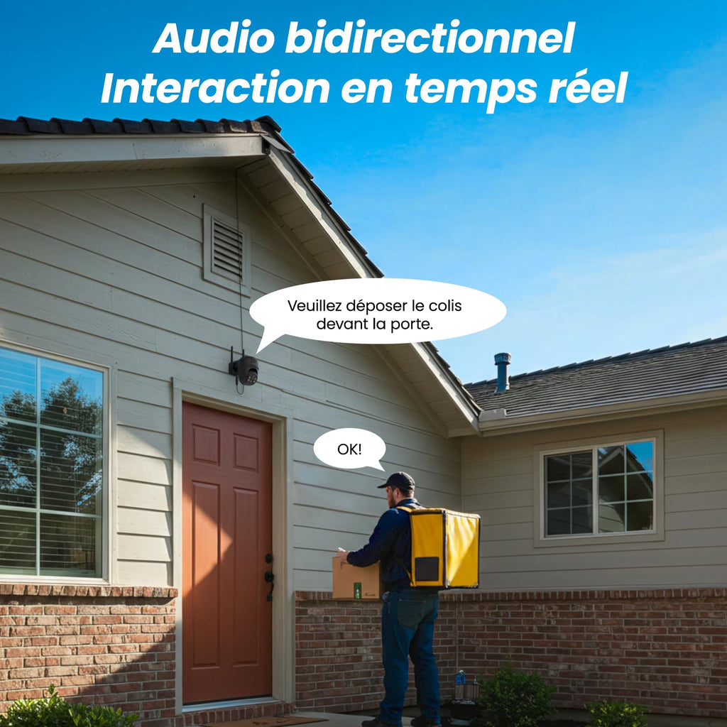 Cinnado Camera Surveillance WiFi Exterieure sans Fil - 2K Camera Exterieur sans Fil avec Panneau Solaire, 360° PTZ, Alerte Instantanée PIR, Vision Nocturne Couleur, Audio Bidirectionnel, B6 (Noire)