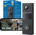 Tapo D205 Sonnette sans fil avec caméra exterieur 2K 3MP, IP54 étanche, Grand angle 160°, Vision Nocturne, Détection Humaine AI gratuite, Audio Bidirectionnel, autonomie 180j, Installation facile