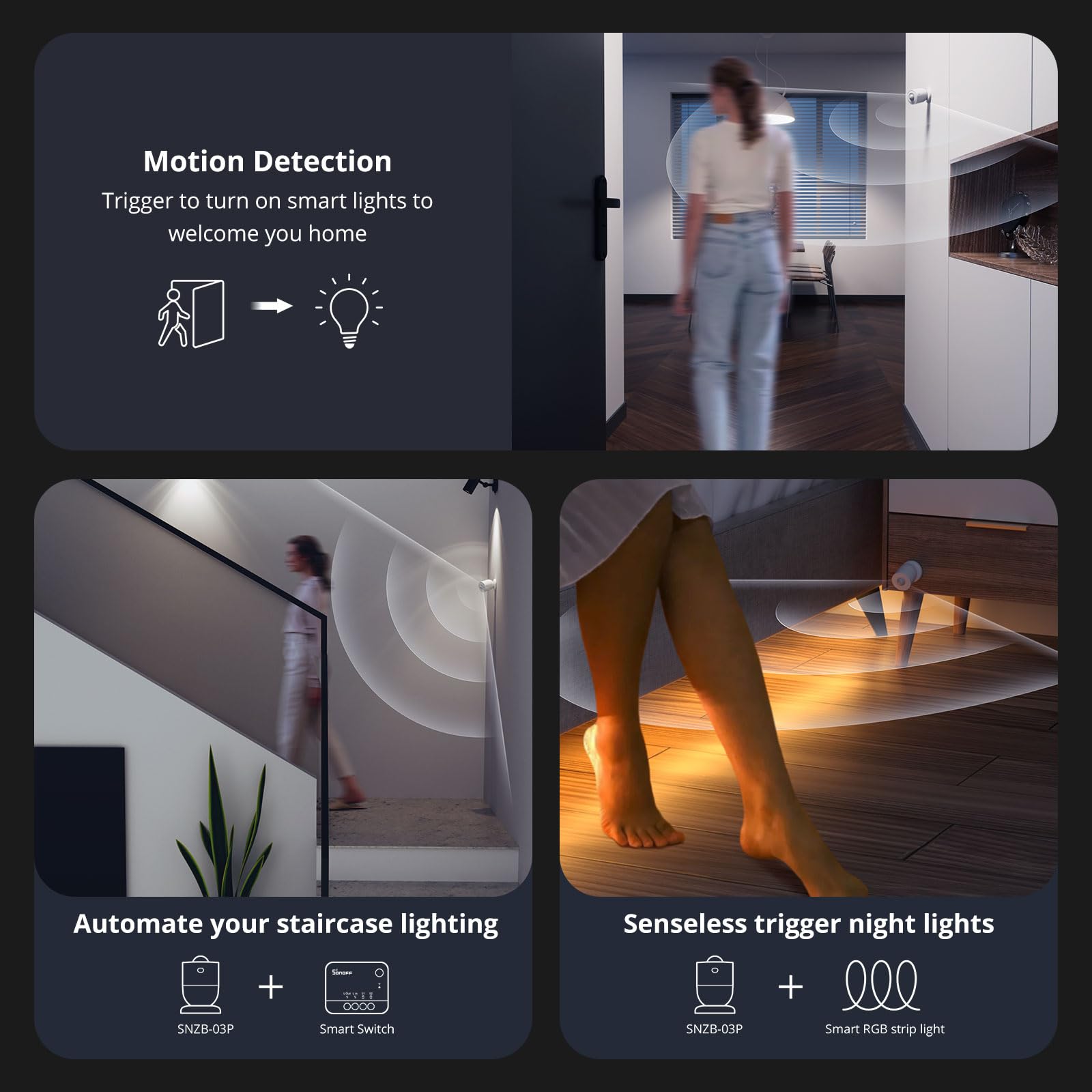 SONOFF SNZB-03P Détecteur de Mouvement ZigBee, Detecteur ZigBee 3.0 Sans Fil, Détection 5 Secondes, Scène Intelligente, SONOFF Zigbee Bridge Requis, Piles Incluses, Compatible avec Alexa/Google Home