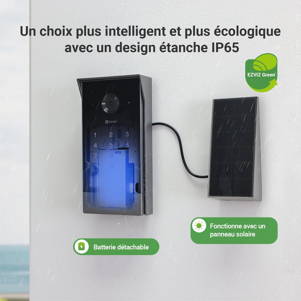EZVIZ CP7 2K Visiophone Connecté Interphone Vidéo, 7 Pouces Moniteur Tactile, Unlock à Distance, 2 Fils, Detection Humaine, Option RFID, Audio Bidirectionnel, Vision Nocturne, étanche, WiFi bi-Bande